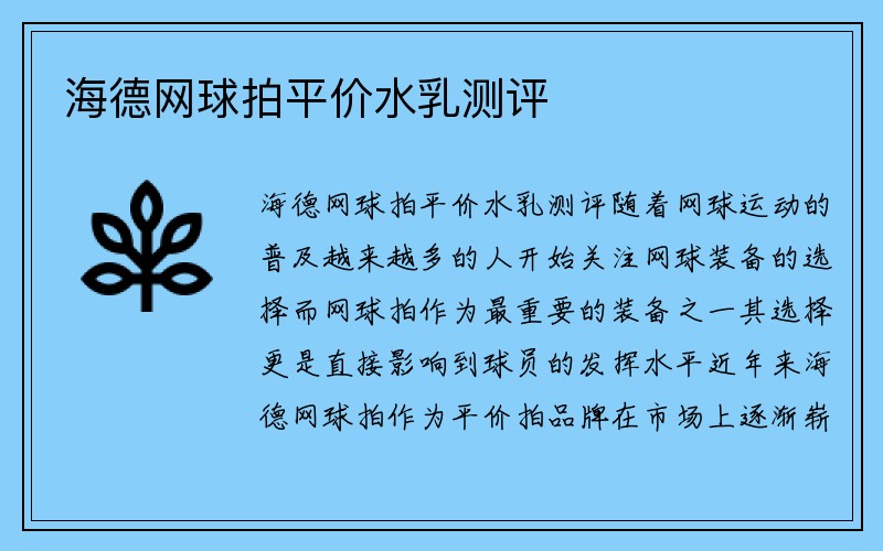 海德网球拍平价水乳测评