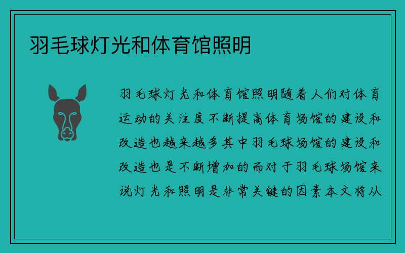 羽毛球灯光和体育馆照明